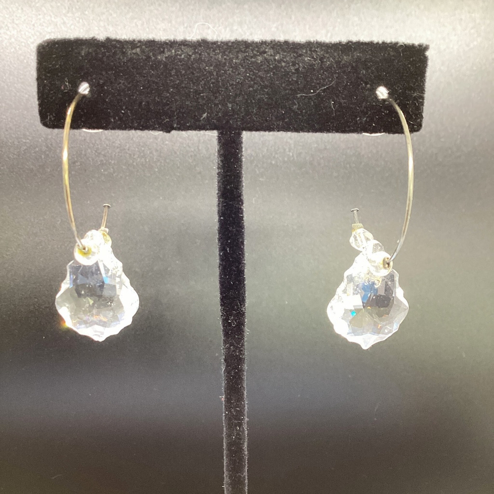 Half Hoop With Sparkly Crystal Pierced Earrings - Picture 3 of 5